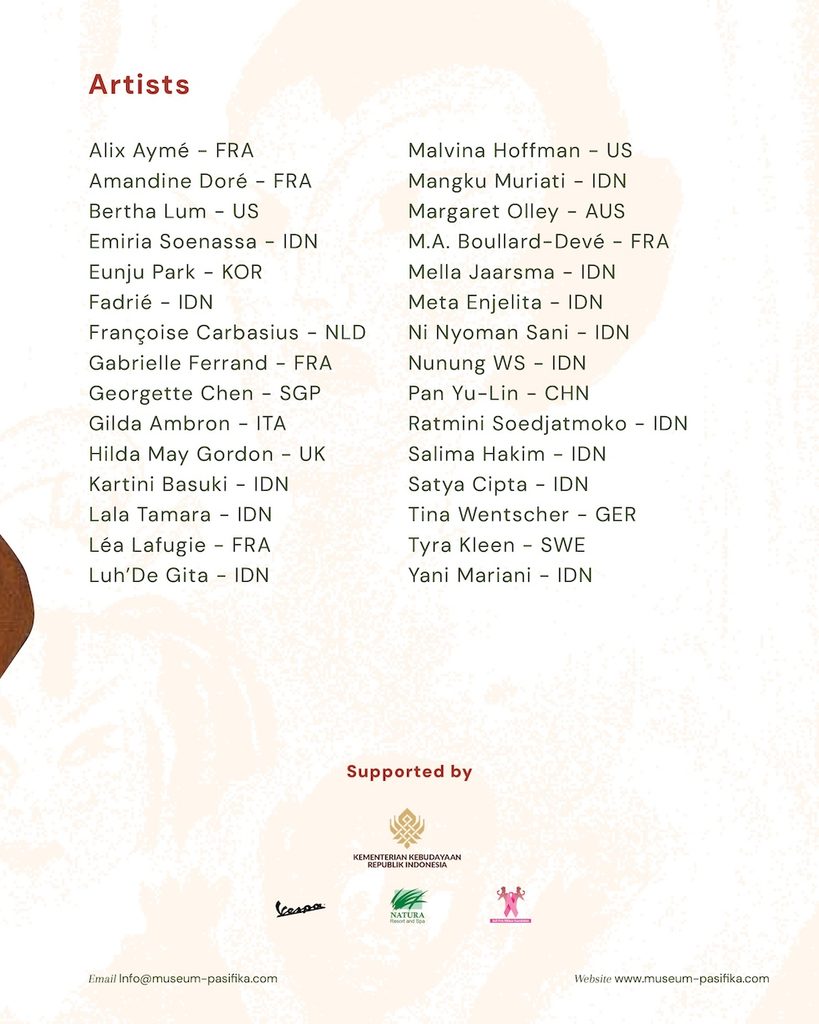 Liste officielle des artistes de l’exposition Women Artists of Asia-Pacific